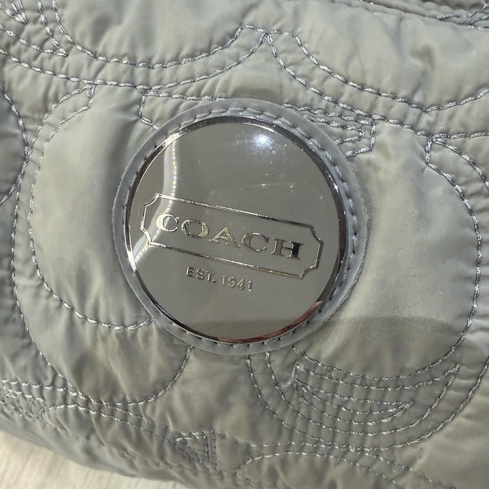 Coach Quilted Signature Hobo Shoulder Bag in Light Gray - Picture 2 of 13